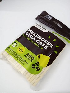 Mexedor para Café c/ 200 unids Fibra de Bambu - Natural Produtos