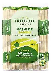 Hashi de Bambu c/ 40 pares Embalado Individualmente 21cm - Natural Produtos
