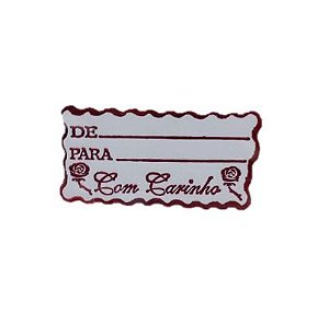 Etiqueta Adesiva De: Para: " Com Carinho" retangular ( Vermelho) c/ 100 unids