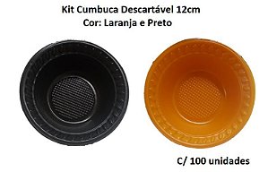 Kit Cumbuca Preto e Laranja 12cm Sobremesa c/ 100 unids descartável (Halloween) - Louri Festas