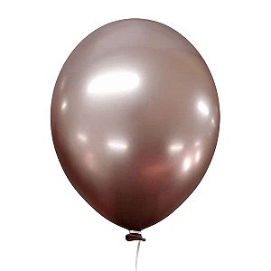 Balão Latex "5" Alumínio c/ 25 unids Rose Gold - Happy Day
