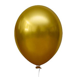 Balão Latex "5" Alumínio c/ 25 unids Amarelo Mostarda - Happy Day