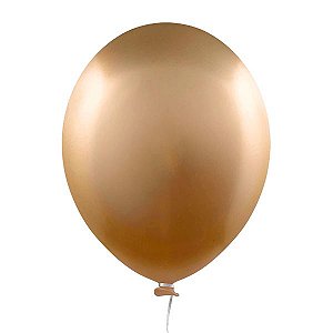 Balão Latex "9" Alumínio c/ 25 unids Dourado - Happy Day