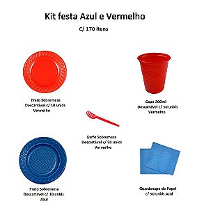 Kit descartável Azul e vermelho c/ 170 unids (DF)