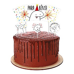 TOPPER PARA BOLO BENTO CAKE FLORK MEME C/ 04 UNIDS - FESTCOLOR