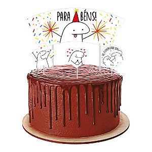 TOPPER PARA BOLO BENTO CAKE FLORK MEME C/ 04 UNIDS - FESTCOLOR - D