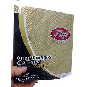 Guardanapo Ouro de Papel Premium 30x31cm c/ 20 unids - Flip