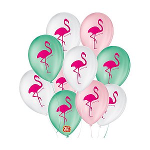 Balão 9" Flamingo Sortido c/ 25 unds - São Roque