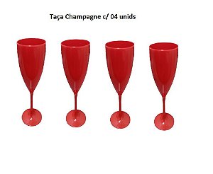 Kit Taça de Champagne 180ml Vermelho c/ 04 unids - LSC Toys