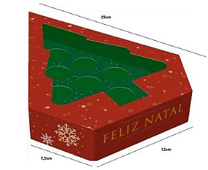 Caixa c/ Visor Árvore (12 doces) C3281 c/ 01 unid Feliz Natal - Ideia Embalagens