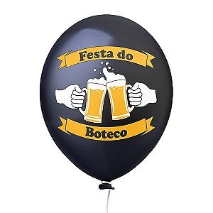 Balão Latex "11" Festa do Boteco Preto  c/ 25 unids - Happy Day