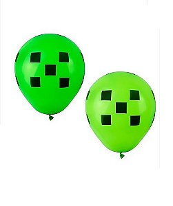 Balão Latex "11" Cubos Sortido MineCraft c/ 25 unids - Happy Day