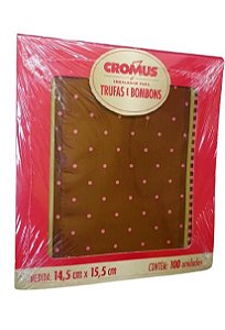 Embalagem para Trufa Poa Marrom Rosa 14,5 x 15,5cm c/ 100 unids - Cromus
