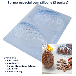 Forma para chocolate Ovo Colméia Cod 10318 (3 Partes "01 silicone") Páscoa - BWB Embalagens