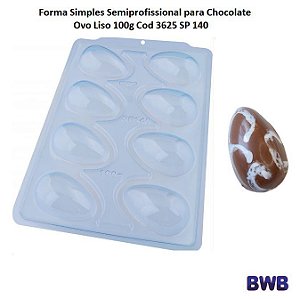 Forma para Chocolate Ovo Liso 100g cod 3625 SP 140 (Acetato Semiprofissional) Páscoa - BWB
