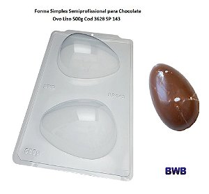 Forma para Chocolate Ovo Liso 500g cod 3628 SP 143 (Acetato Semiprofissional) Páscoa - BWB