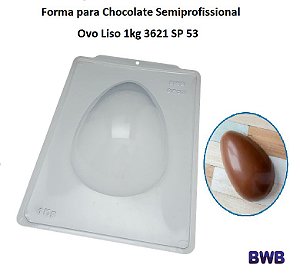 Forma para chocolate Ovo Liso 1kg cod 3621 SP 53  (3 Partes "01 silicone") Páscoa -  BWB