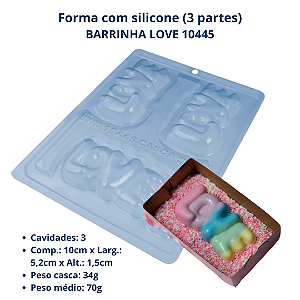 Forma para chocolate Barrinha Love Cod 10445 (3 Partes "01 silicone") - BWB Embalagens