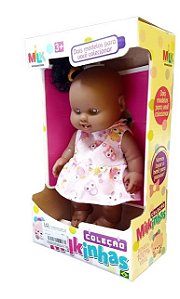Boneca Bebê Negra Coleção Ref. 477 100% Vinil - Milk Brinquedos