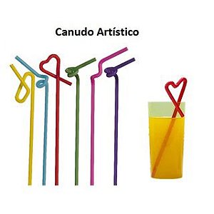 Canudo Artístico Colorido Descartável c/ 40 unids - Strawplast