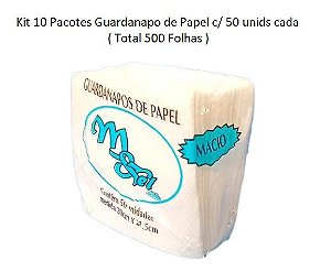 Kit Guardanapo de Papel Branco Macio 20cm x 21,5cm c/ 500 unids - Mtel