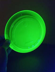 Prato Neon Verde Claro 15cm c/ 10 unids descartável Brilha na Luz Negra - Bello Festas