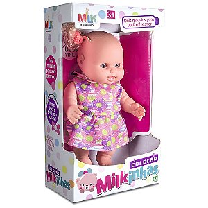 Boneca Bebê Coleção Ref. 476 100% Vinil - Milk Brinquedos