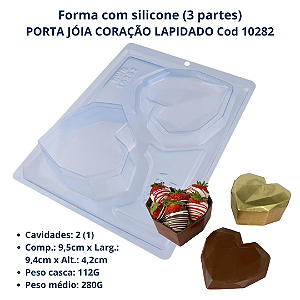 Forma para chocolate Porta Jóia Coração Cod 10282 (3 Partes "01 silicone") - BWB Embalagens