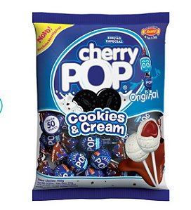 Pirulito Cherry Pop Cookies & Cream com recheio c/ 50 unids - Simas