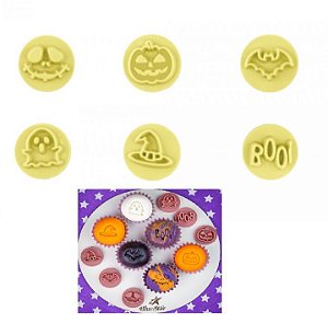 Kit Carimbos Halloween 2cm c/ 06 peças para doces e massas - BlueStar