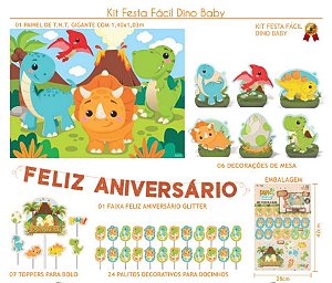 Kit Festa Fácil Dino Baby c/ 39 itens Ref 125012 - Piffer