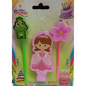 Vela Topo Princesa c/ 03 peças -  Produtos Parabéns