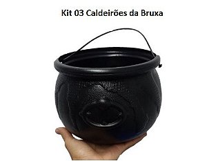 Kit 03 unids Caldeirão da Bruxa Halloween - Brasilflex