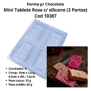 Forma Mini Tablete Rosa 10387 (3 Partes c/ silicone) Mães /  Namorados -  BWB Embalagens