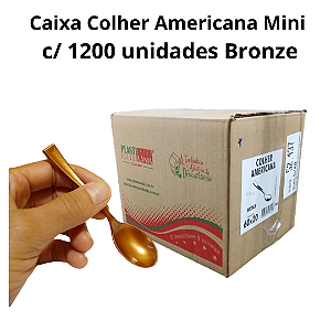 Caixa Mini Colher Americana Bronze c/ 1200 unids descartável - Plastilânia