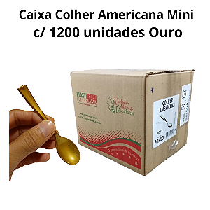 Caixa Mini Colher Americana Ouro c/ 1200 unids descartável - Plastilânia
