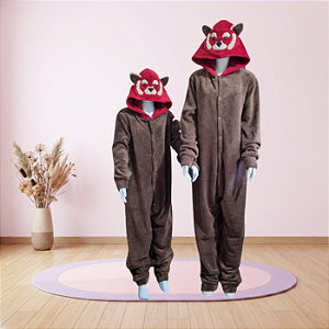 Kigurumi Pijama Macacão - Panda Vermelho