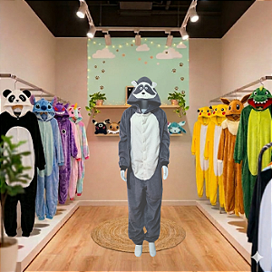 Kigurumi Pijama Macacão - Guaxinim