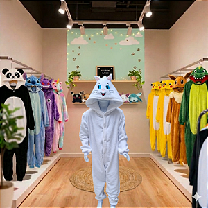 Kigurumi Pijama Macacão - Gato Branco