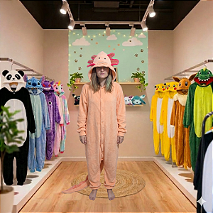 Kigurumi Pijama Macacão - Axolote