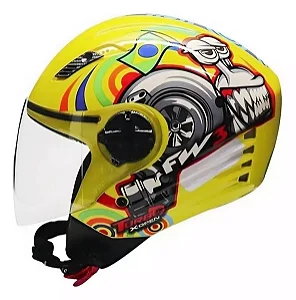 CAPACETE FW3 X OPEN TURBO AMARELO BRILHANTE