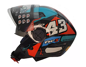 CAPACETE FW3 X OPEN UP 43 AZUL E VERMELHO
