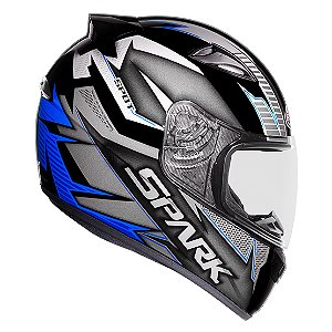 CAPACETE EBF SPARK SPOT PRETO FOSCO AZUL