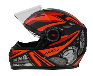 CAPACETE FW3 GTN R1 PRETO COM VERMELHO FOSCO
