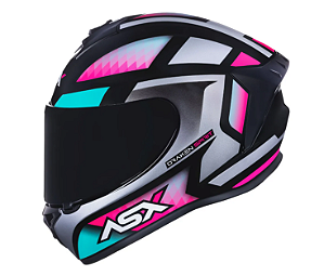 CAPACETE ASX DRAKEN SPIRIT BRILHO PRETO/TIFFANY/PRATA