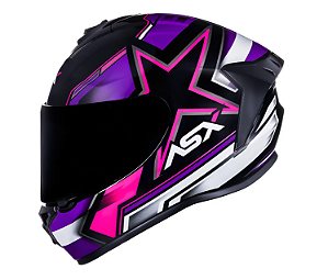 CAPACETE ASX DRAKEN PILOT BRILHO PRETO/LILAS/ROSA