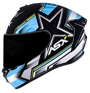 CAPACETE ASX DRAKEN PILOT BRILHO PRETO/AZUL/AMARELO