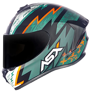 CAPACETE ASX DRAKEN THUNDER FOSCO PRETO/VERDE/LARANJA