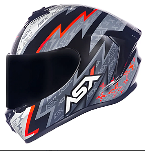 CAPACETE ASX DRAKEN THUNDER BRILHO PRETO/CINZA/VERMELHO