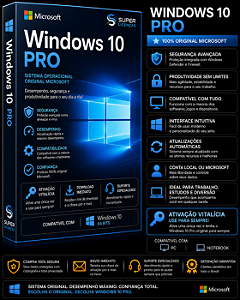Windows 10 Pro – Envio Instantâneo – Licença de 25 Dígitos Original e Vitalícia
